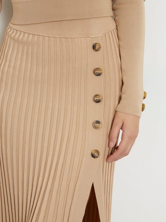 Luxusní Shopie Pleated sukně, Béžová barva, XS, S, M, L