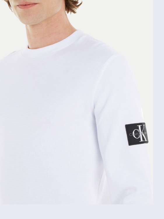 Módní Badge Waffle triko, Bílá barva, 2024