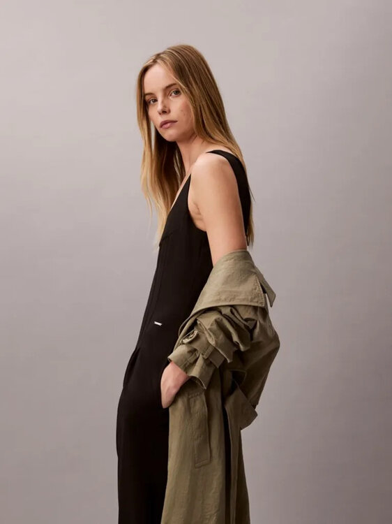 Scuba crepe overal – Calvin Klein, Černá barva Ženy