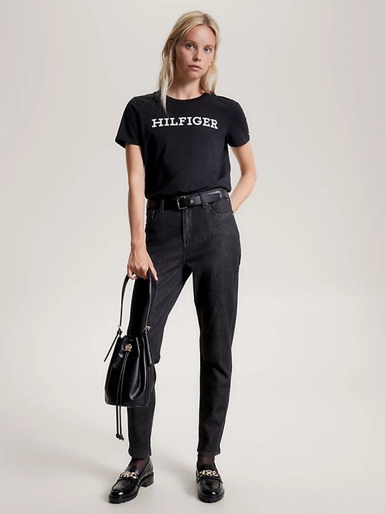 Regular Monotype triko – Tommy Hilfiger, Černá barva Ženy