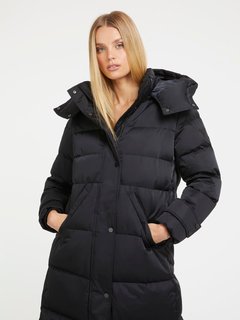 Luxusní Ines Long Down kabát, Černá barva, XS, S, M, L