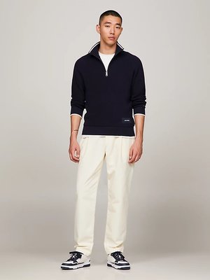 Tipped Rib Structure Zip svetr – Tommy Hilfiger, Modrá barva Muži
