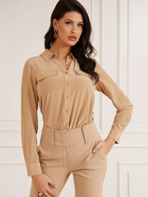 Módní Essence košile, Béžová barva, 2022