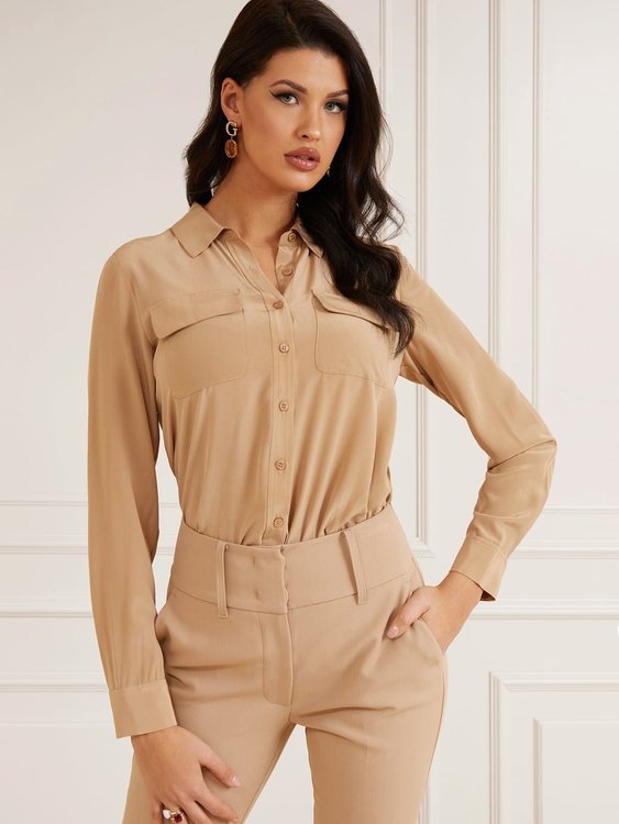 Módní Essence košile, Béžová barva, 2022