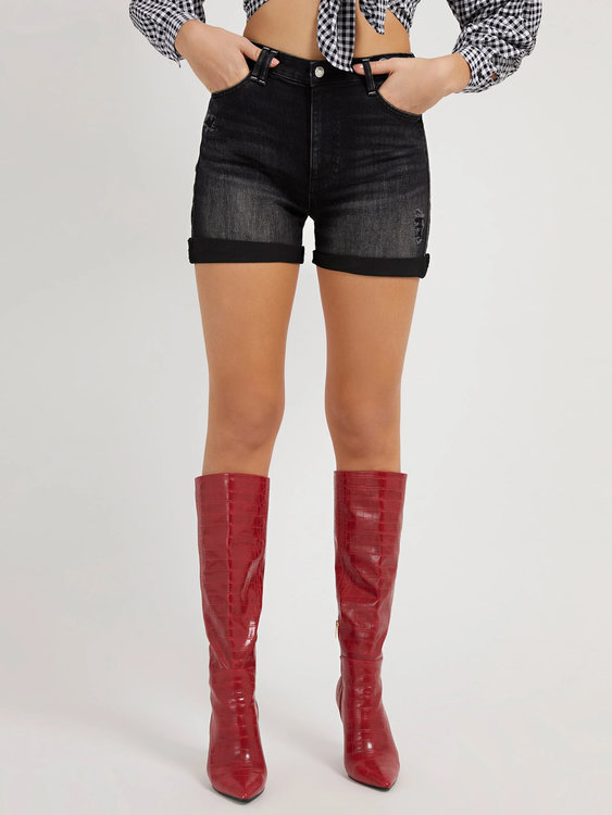 Guess – Dolores denim šortky, Černá, Šedá barva