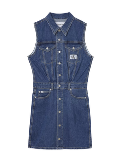 Denim šaty Modrá barva Ženy