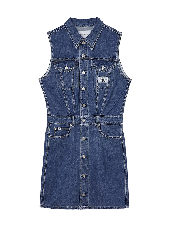 Denim šaty Modrá barva Ženy