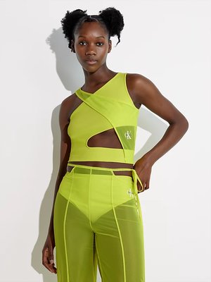 Calvin Klein Jeans – Mesh Layered top, Žlutá barva
