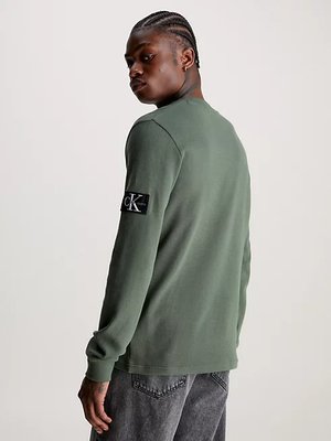 Waffle triko – Calvin Klein Jeans, Zelená barva Muži