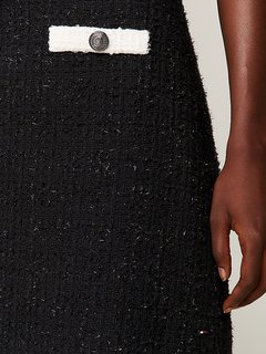 Luxusní Tweed Mini sukně, Černá barva, 38