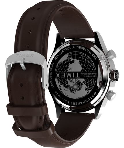 Módní Waterbury hodinky, Hnědá, Stříbrná barva, 2024