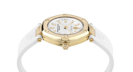 Módní THE HEXAGON hodinky, Bílá, Zlatá barva, 2023