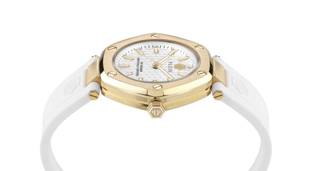 Módní THE HEXAGON hodinky, Bílá, Zlatá barva, 2023