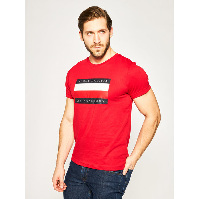 Tommy Hilfiger – TH Stripe Triko, Červená barva