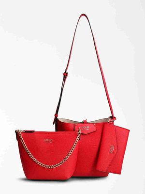 Guess – Brenton kabelka, Béžová, Červená barva