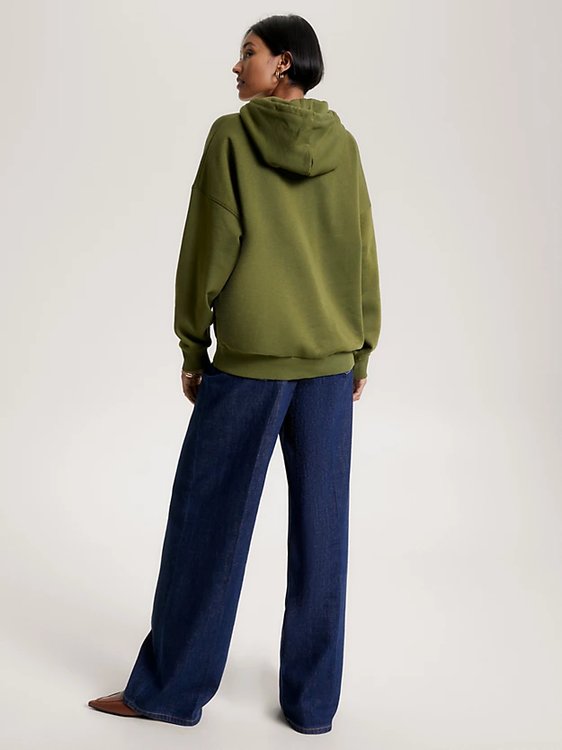 Módní Relaxed Embroidery mikina, Zelená barva, 2023