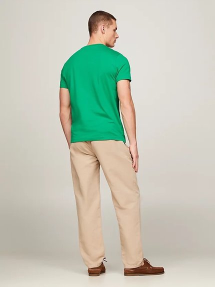 Módní Tommy Logo triko, Zelená barva, 2024