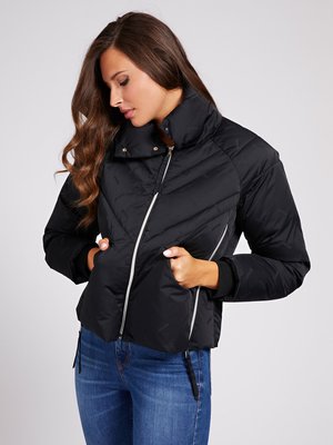 Guess – Jacquard bunda, Černá barva