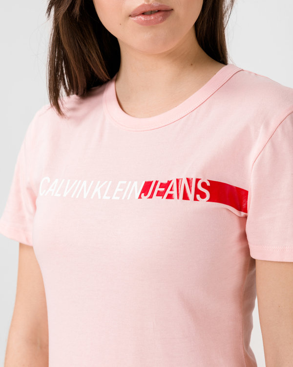 Módní Stripe Logo triko, Růžová barva, 2020