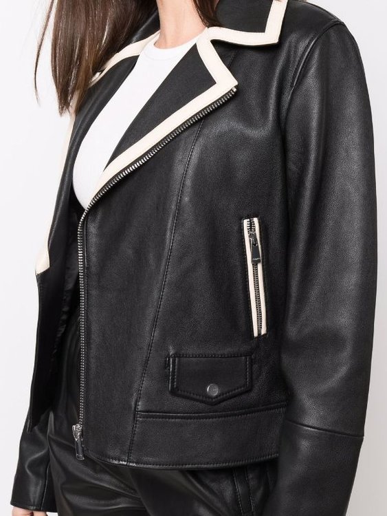 Módní Amalfi kožená bunda, Černá barva, 2022