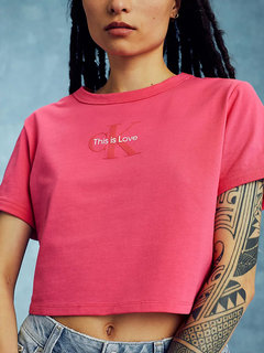 Luxusní Logo crop tričko, Růžová barva, XS, S, M, L