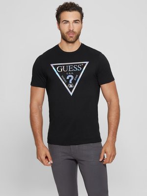 GUESS – Iridescent Foil triko, Černá barva