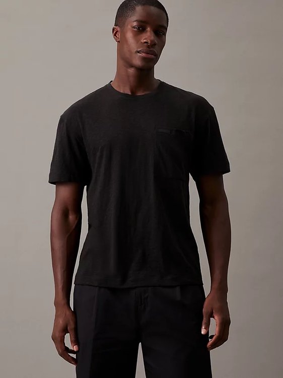 Lightweight Slub triko – Calvin Klein, Černá barva Muži
