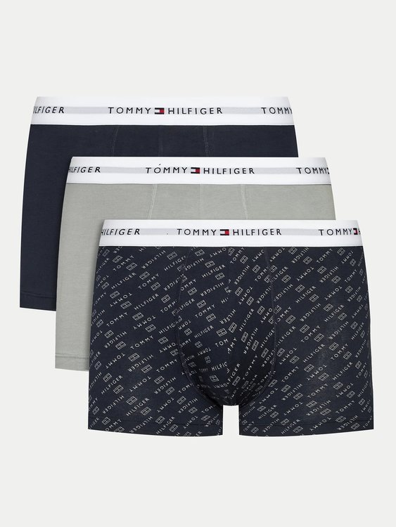 Černá, Modrá, Šedá barva, Signature Cotton Essentials boxery 3ks