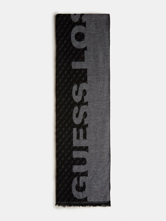 Guess – Jacquard šála, Černá barva