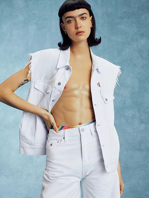 This is Love denim vesta Bílá barva Ženy, Muži