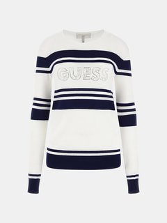 Bílá, Modrá, Multi barva, Macy Logo svetr