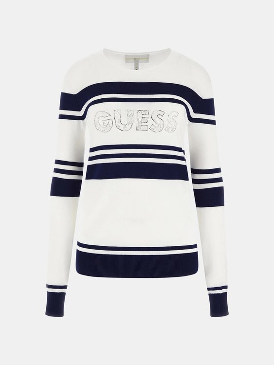 Bílá, Modrá, Multi barva, Macy Logo svetr