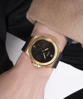 GUESS, Černá, Zlatá barva Vinyl hodinky