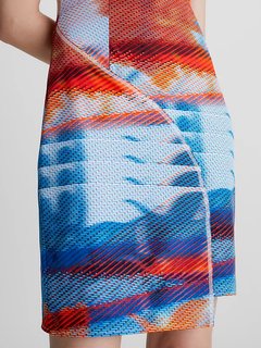 Luxusní Wrapping šaty, Modrá, Oranžová barva, XS, S, M