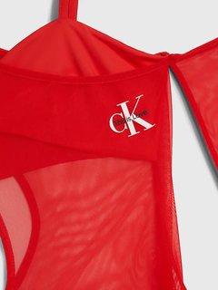 Calvin Klein Jeans, Červená barva Mesh Layered šaty