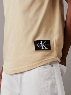 Badge Turn Up Sleeve Triko Béžová, Khaki barva Muži