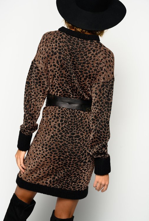 Luxusní Pressione šaty, Černá, Hnědá barva