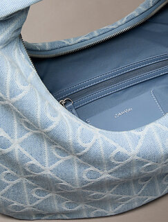 Luxusní Denim hobo kabelka, Modrá barva, OS