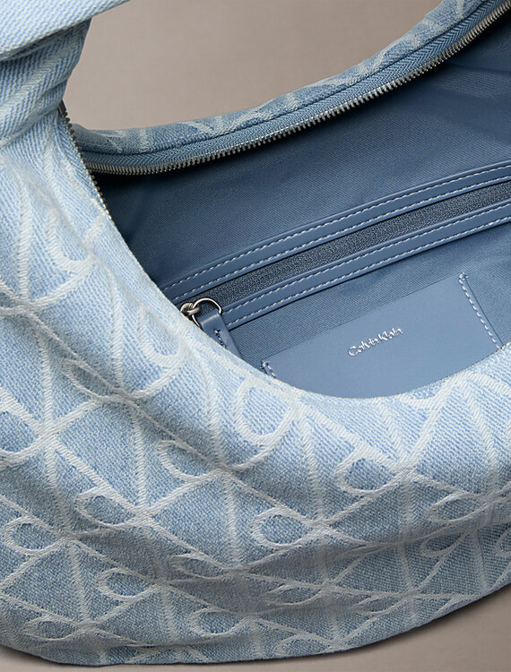 Luxusní Denim hobo kabelka, Modrá barva, OS