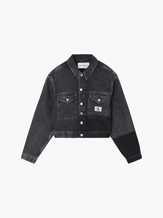 Calvin Klein Jeans, Černá barva Cropped denim bunda