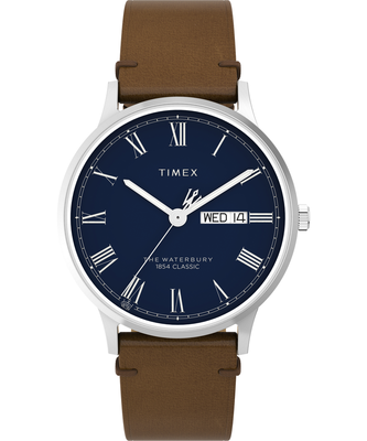 TIMEX – Waterbury hodinky, Hnědá, Modrá, Stříbrná barva