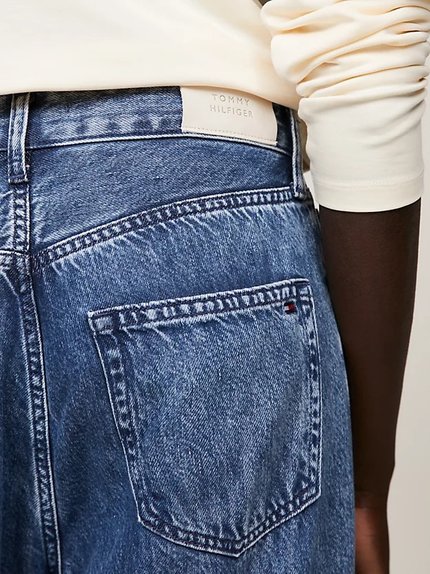 Módní Loose Straight jeans, Modrá barva, 2024