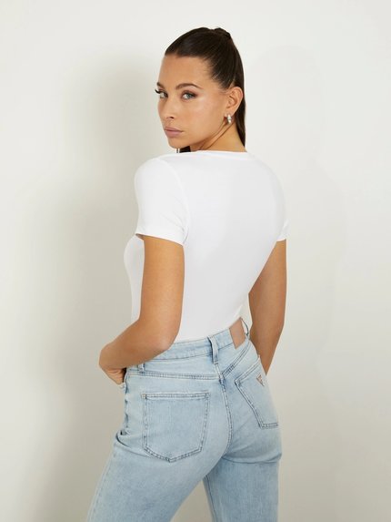 Módní Guess Script triko, Bílá barva, 2024