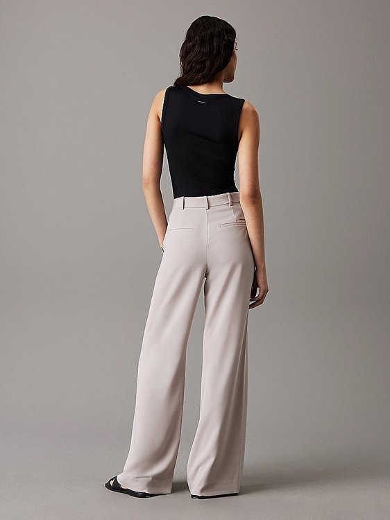 Structure Twill Wide kalhoty – Calvin Klein, Béžová, Krémová barva Ženy