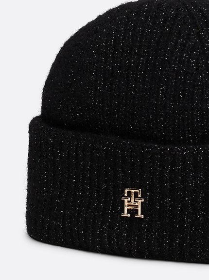 Módní TH Luxe Beanie čepice, Černá barva, 2024