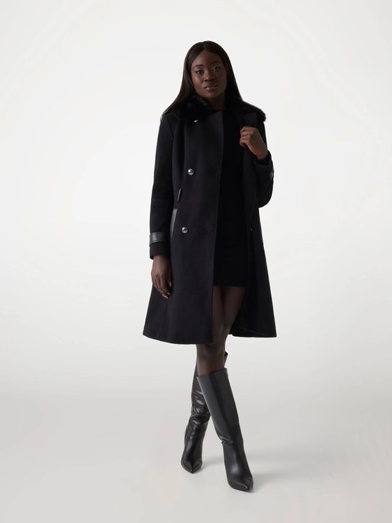 Luxusní Amelia Double Breast Belt kabát, Černá barva, XS, S, M, L, XL