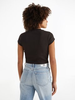Calvin Klein Jeans, Černá barva Rib cropped tričko