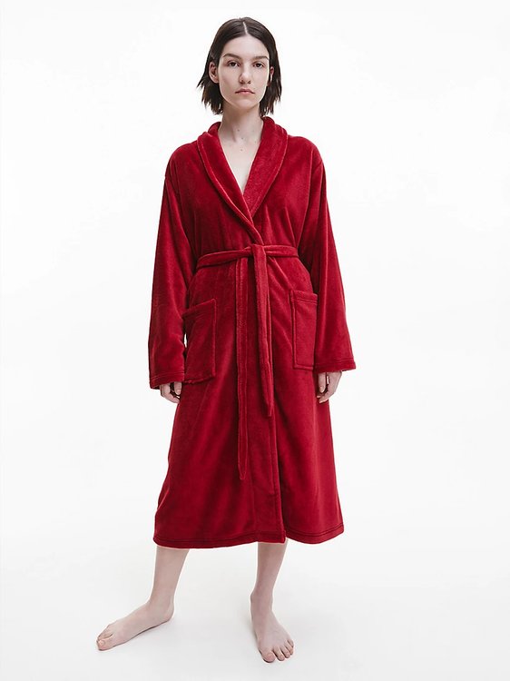 Calvin Klein Underwear – Fluffy Robe župan, Červená barva