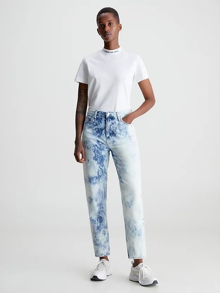 Módní Mom jeany, Bílá, Modrá barva, 2023