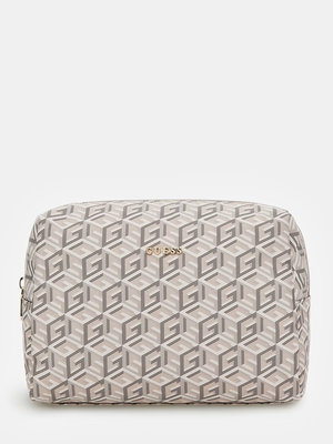GUESS – G-Cube kosmetická taštička, Béžová barva